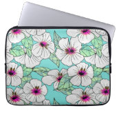 Rosa und weißer tropischer Hibiskus Blumenmuster Laptopschutzhülle (Vorderseite)