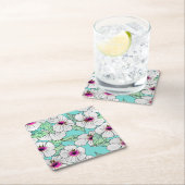 Rosa und weißer tropischer Hibiskus Blumenmuster Rechteckiger Pappuntersetzer (Vor Ort)