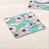 Rosa und weißer tropischer Hibiskus Blumenmuster Rechteckiger Pappuntersetzer (angewinkelt)