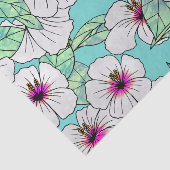 Rosa und weißer tropischer Hibiskus Blumenmuster Seidenpapier (Ausschnitt)