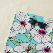 Rosa und weißer tropischer Hibiskus Blumenmuster Strandtuch (Beispiel)