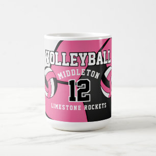 Rosa und weißer Volleyballsport Kaffeetasse
