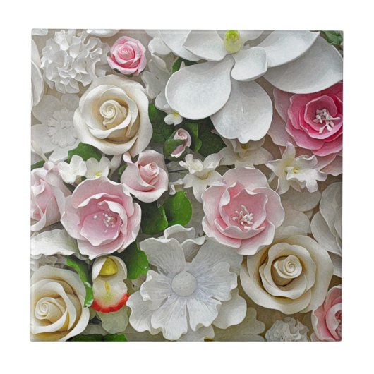 Rosa- und weißerblumendruck fliese (Vorderseite)