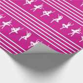 Rosa-und weißergestreifter Ballett-Tänzer Geschenkpapier (Ecke)