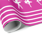 Rosa-und weißergestreifter Ballett-Tänzer Geschenkpapier (Rolleneckpunkt)