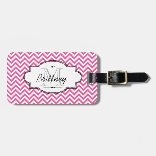 Rosa-und weißerZickzack Streifen-Gepäck-Umbau Gepäckanhänger (Vorderseite horizontal)
