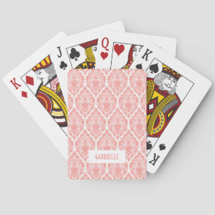 Rosa und weißes Art Deco-Muster Spielkarten