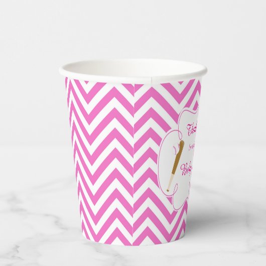 Rosa und weißes Baseball Baby Dusche Party Pappbecher (Rechts)