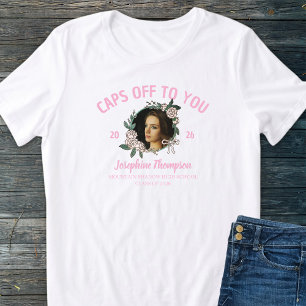 Rosa und weißes Blumenmuster Abitur 2026 Foto Name Tri-Blend Shirt