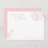 Rosa und weißes Blumenschmetterling Danke Karte (Vorne/Hinten)