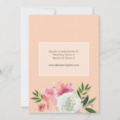 Rosa und weißes Brautparty mit Blumen - Rosa 2B Einladung (Rückseite)