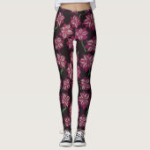Rosa und weißes Dahlie-Muster Leggings (Vorderseite)