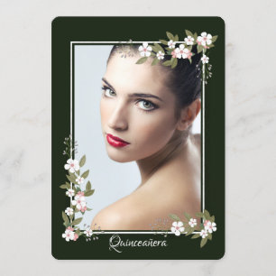 Rosa und weißes Dogwood Quinceñera Einladung