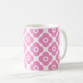 Rosa und weißes einfaches Blumenmuster Kaffeetasse (VorderseiteRechts)