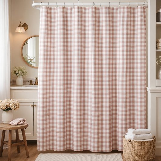 Rosa und weißes Gingham Duschvorhang