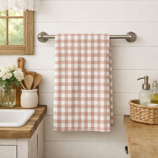 Rosa und weißes Gingham-Karo-Bauernhaus-Muster Geschirrtuch