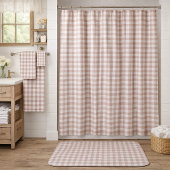 Rosa und weißes Gingham-Karo-Muster Badematte