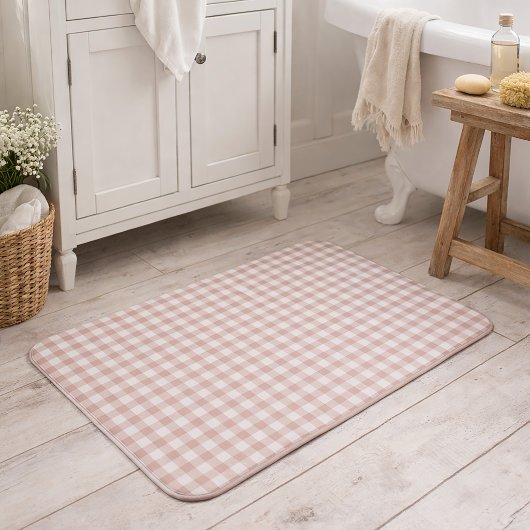 Rosa und weißes Gingham-Karo-Muster Badematte