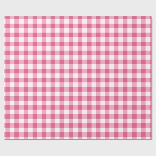 Rosa und weißes Gingham-Karo-Muster Geschenkpapier (Flach)