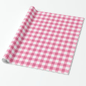 Rosa und weißes Gingham-Karo-Muster Geschenkpapier (Ungerollt)