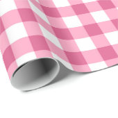 Rosa und weißes Gingham-Karo-Muster Geschenkpapier (Rolleneckpunkt)