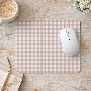 Rosa und weißes Gingham-Muster Pastell-Kariert Mousepad