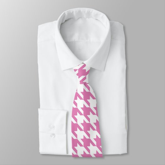 Rosa und weißes Hahnentrittmuster Necktie Krawatte (Gebunden)