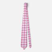 Rosa und weißes Hahnentrittmuster Necktie Krawatte (Vorderseite)