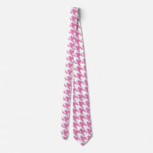 Rosa und weißes Hahnentrittmuster Necktie Krawatte (Rückseite)