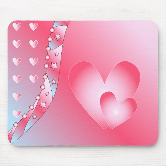 Rosa und weißes Herz Mousepad (Vorne)
