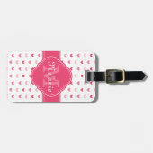 rosa und weißes Herzmuster mit Monogramm Gepäckanhänger (Vorderseite horizontal)