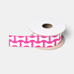 Rosa und weißes Hundeknochenband Satinband