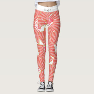 Rosa und weißes japanisches Muster Leggings