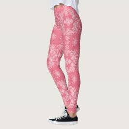 Rosa und weißes Kaleidoskop-Muster Leggings