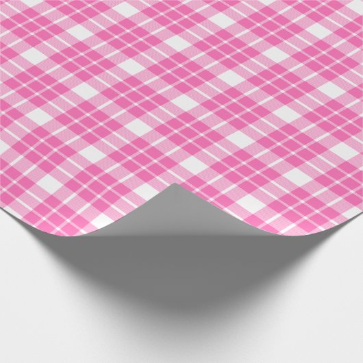 Rosa und weißes Kariertes Schleifpapier Geschenkpapier (Ecke)