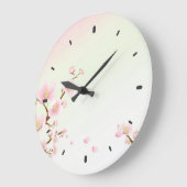 Rosa und weißes Kirschblüten-Natur-Monogramm Große Wanduhr (Winkel)