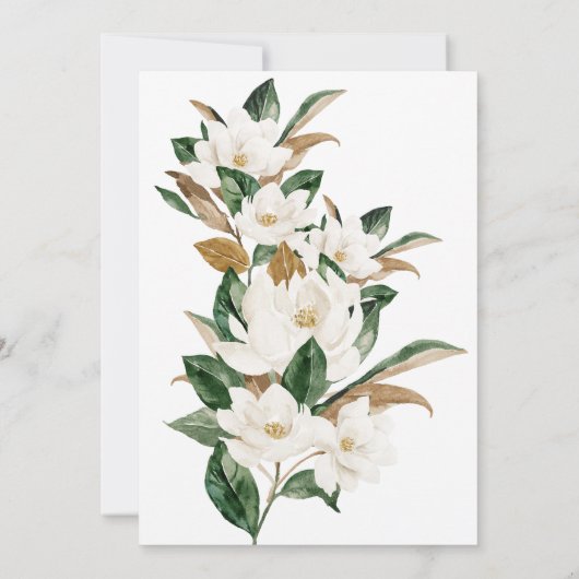 Rosa und weißes Magnolienbogen-Brautparty Einladung (Rückseite)