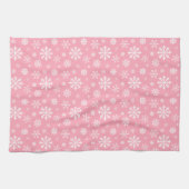 Rosa und weißes Muster von Winterschneeflocken Geschirrtuch (Horizontal)