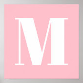 Rosa und weißes, mutiges, stilvolles Monogramm Poster (Vorne)