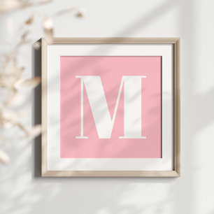 Rosa und weißes, mutiges, stilvolles Monogramm Poster