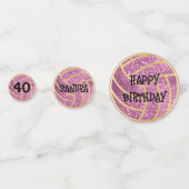 Rosa und weißes Party Glitzer Volleyball Konfetti (Rückseiten)