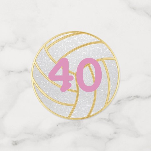 Rosa und weißes Party Glitzer Volleyball Konfetti (Klein Vorderseite)