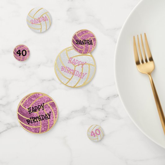 Rosa und weißes Party Glitzer Volleyball Konfetti (Gruppe)