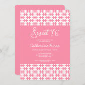 Rosa und weißes Puzzle Schokoladenbraun 16 Einladung (Vorne/Hinten)