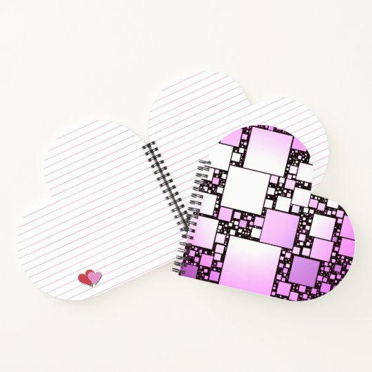 Rosa und weißes Quadrat Tanzherz geformt Notizblock (Innenseite)