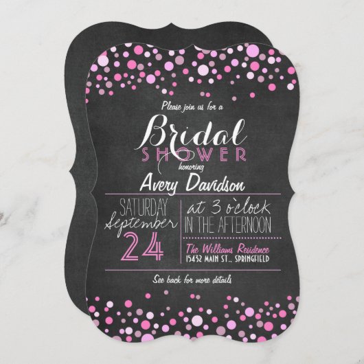 Rosa und weißes Retro-Brautparty Einladung (Vorne/Hinten)