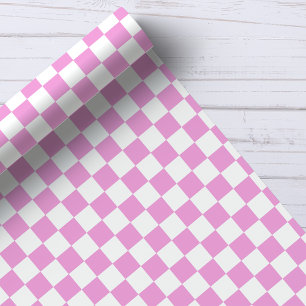 Rosa und weißes Schachbrettmuster Geschenkpapier