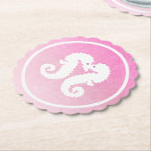 Rosa und weißes Seepferd Hochzeitsfeier Untersetze Untersetzer (angewinkelt)