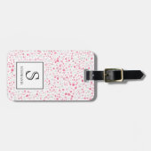 Rosa und weißes Terrazzo-Muster mit Monogramm  Gepäckanhänger (Vorderseite horizontal)