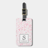 Rosa und weißes Terrazzo-Muster mit Monogramm  Gepäckanhänger (Vorderseite vertikal)